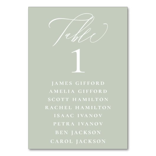 ほこりっぽいセージ書道座席表 テーブルナンバー (正面)