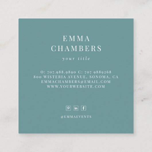ほこりっぽいターコイズ | Bohoフローラ名刺 スクエア名刺 (裏面)