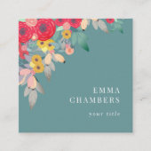 ほこりっぽいターコイズ | Bohoフローラ名刺 スクエア名刺 (正面)