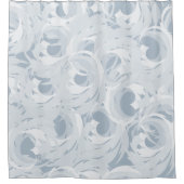 ほこりっぽいティール（緑がかった色）ブルーパターン シャワーカーテン (正面)