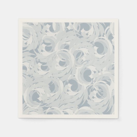 ほこりっぽいティール（緑がかった色）ブルーパターン スタンダードカクテルナプキン (正面)