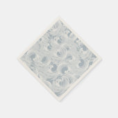 ほこりっぽいティール（緑がかった色）ブルーパターン スタンダードカクテルナプキン (角)