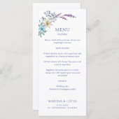 ほこりっぽいティール（緑がかった色）ブルーラベンダーワイルドフラワー結婚ズのメニュー メニュー (正面/裏面)