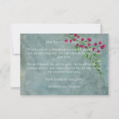 ほこりっぽいティール(緑がかった色)ホワイトマゼンタグリーンフローラ サンキューカード (裏面)