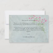 ほこりっぽいティール（緑がかった色）ホワイトマゼンタグリーンフローラ サンキューカード (裏面)