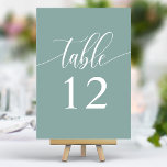 ほこりっぽいティール（緑がかった色）ミニマリスト結婚書道 テーブルナンバー<br><div class="desc">これらの埃っぽいティール（緑がかった色）のテーブル番号でエレガントゲストの席結婚に案内しなさい。ミニマルなデザインと書モダン道を備え、これらのテーブル番号はあなたの結婚式のレセプションに洗練されたtouchを追加する。ソフトな背景とクリーンでクリーンなエレガントタイポグラフィは、簡単の可読性を確保し、あなたのデコ結婚アを向上させる。どのテーマにも結婚最適な、これらのテーブ救済ル番号は、あなたの特別な日のための洗練された組織的な座席の配置を作成する。</div>
