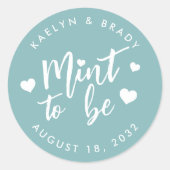 ほこりっぽいティール（緑がかった色） |ミントto Beパーソナライズされた結婚式の引き出物 ラウンドシール (正面)