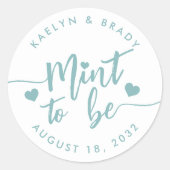 ほこりっぽいティール（緑がかった色） |ミントto Beパーソナライズされた結婚式の引き出物 ラウンドシール (正面)