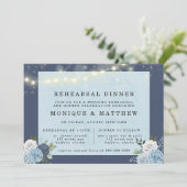 ほこりっぽいネイビーブルー牡丹ライトリハーサルディナー 招待状 (スタンド正面)