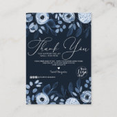 ほこりっぽいネイビー水色フローラお客様ありがとう 名刺 (正面)