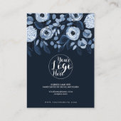 ほこりっぽいネイビー水色フローラお客様ありがとう 名刺 (裏面)