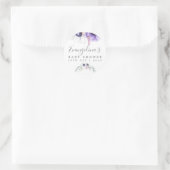 ほこりっぽいバイオレットウォーター色フローラベビーシャワー ラウンドシール (バッグ)