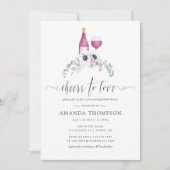 ほこりっぽいバイオレットフローラブライダルシャワーワインテイスティング 招待状 (正面)