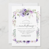 ほこりっぽいバイオレットポピーフローラバプテスマまたは《キリスト教》洗礼式や命名式 招待状 (正面)