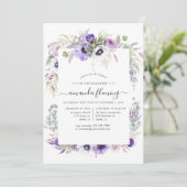 ほこりっぽいバイオレットポピーフローラバプテスマまたは《キリスト教》洗礼式や命名式 招待状 (スタンド正面)