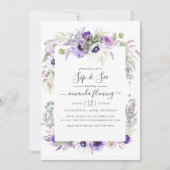 ほこりっぽいバイオレット水カラーフローラsipと参照 招待状 (正面)