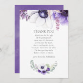 ほこりっぽいバイオレット水色フローラベビーシャワー感謝してい サンキューカード (正面/裏面)