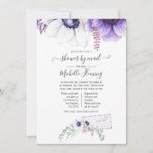 ほこりっぽいバイオレット水色フローラベビーシャワーbyメール 招待状 (正面)