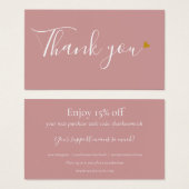 ほこりっぽいバラありがとうショッピング割引カード (正面&裏面)