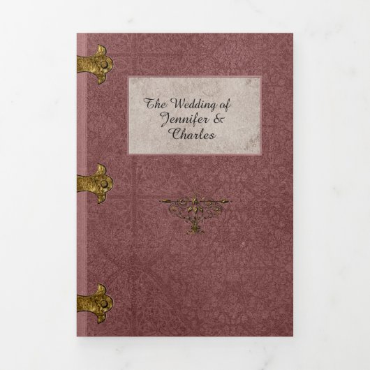 ほこりっぽいバラおとぎ結婚り話の写真 三つ折り招待状 (カバー)