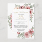 ほこりっぽいバラお祝いライフ葬儀招待状 案内ポストカード (正面)