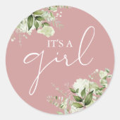 ほこりっぽいバラその女の子の緑の赤ちゃんシャワーの好意 ラウンドシール (正面)