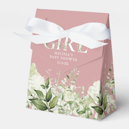 ほこりっぽいバラその女の子の緑の赤ちゃんシャワー フェイバーボックス (正面サイド)