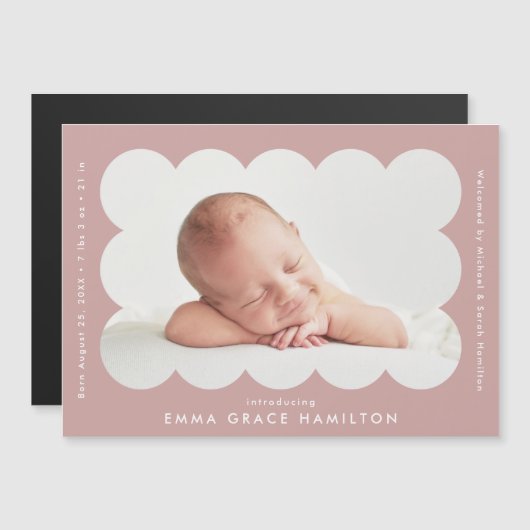 ほこりっぽいバラで撮影した生誕発表 (正面/裏面)