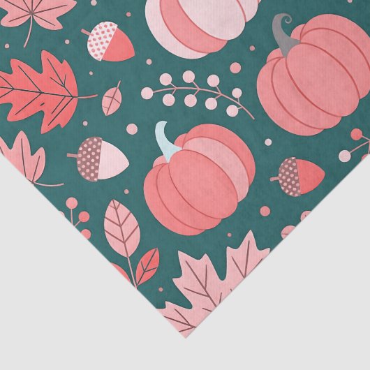 ほこりっぽいバラとティール(緑がかった色)秋の収穫感謝祭 薄葉紙 (詳細)