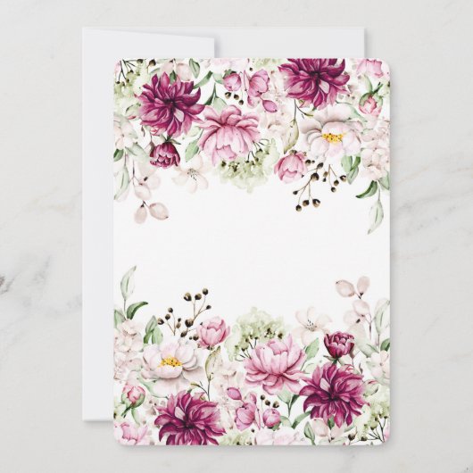 ほこりっぽいバラとピンク牡丹は日付カードを保存 招待状 (裏面)