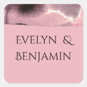 ほこりっぽいバラとブラックモダン スクエアシール (正面)