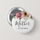 ほこりっぽいバラとブルゴーニュ赤い水の色フローラ 缶バッジ (正面&裏面)