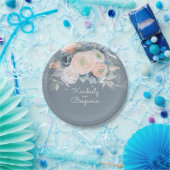 ほこりっぽいバラとブルー淡い色のフローラエレガントな結婚式 ペーパープレート (パーティー)