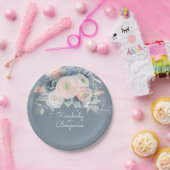 ほこりっぽいバラとブルー淡い色のフローラエレガントな結婚式 ペーパープレート (パーティー)