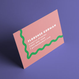 ほこりっぽいバラと明るい緑の波状フレーム 名刺