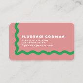 ほこりっぽいバラと明るい緑の波状フレーム 名刺 (正面)