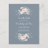 ほこりっぽいバラと淡い色の青フローラ日付を保存 案内ポストカード (正面)