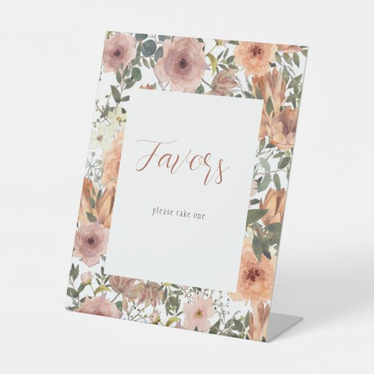 ほこりっぽいバラと燃えたオレンジ色のフローラの好意サイン 台座サイン (正面)