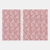 ほこりっぽいバラと白いクリスマスツリーの休日 ラッピングペーパーシート (正面2)