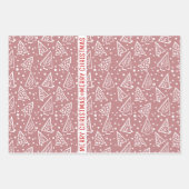 ほこりっぽいバラと白いメリークリスマスツリーの休日 ラッピングペーパーシート (正面2)