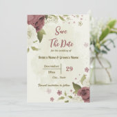 ほこりっぽいバラと白い花ボタニカル結婚ズ セーブザデート (スタンド正面)