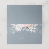 ほこりっぽいバラと石板ブルーフローラ エレガント プレイスカード (外部開封)