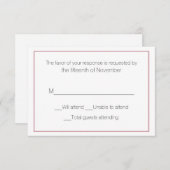 ほこりっぽいバラと結婚ホワイトの応答カード 出欠カード (正面/裏面)