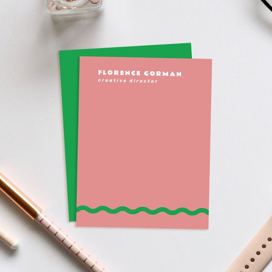 ほこりっぽいバラと緑の波型フレームパーソナル サンキューカード