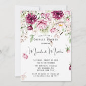 ほこりっぽいバラと赤面ピンクピ絵を描オニーカップルシャワー 招待状 (正面)