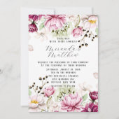 ほこりっぽいバラと赤面ピンクピ絵を描オニー結婚ズ 招待状 (正面)