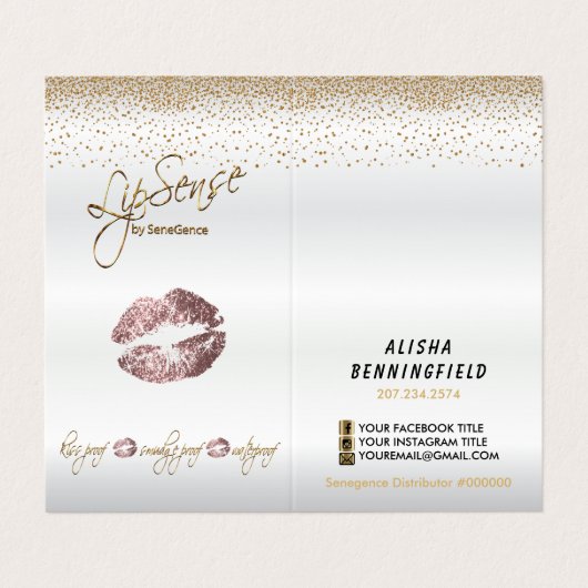 ほこりっぽいバラと金ゴールド唇の指示 名刺 (外部フラット)