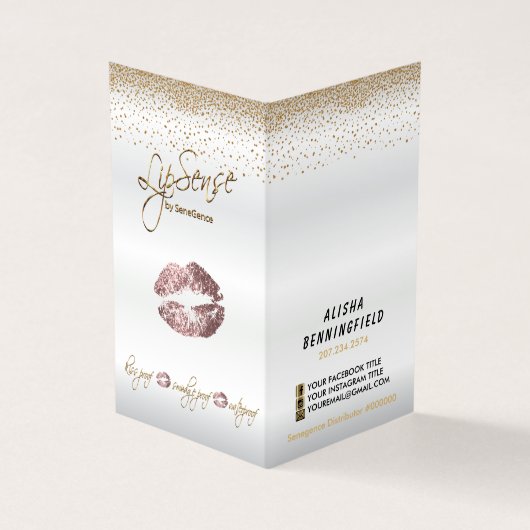 ほこりっぽいバラと金ゴールド唇の指示 名刺 (外部)