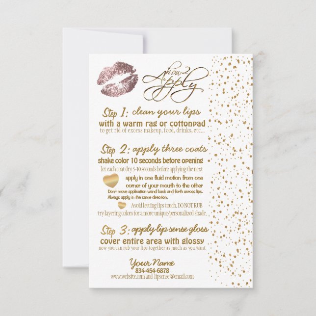 ほこりっぽいバラと金ゴールド紙吹雪リップインストラクション3 (正面)