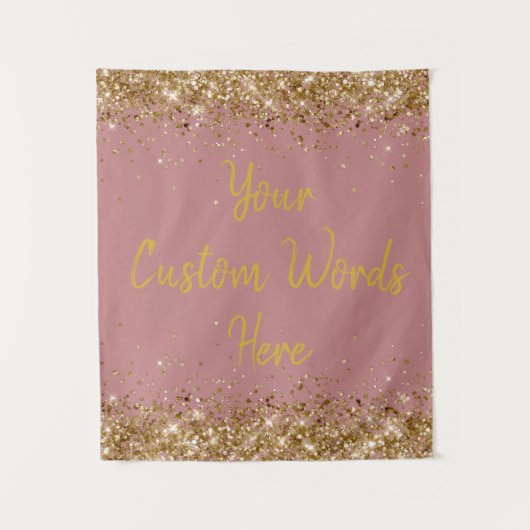 ほこりっぽいバラと金ゴールド誕生日パーティー彼女の写真ブース タペストリー (正面)